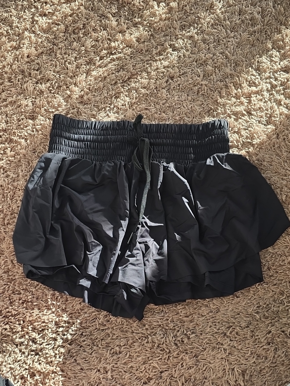 Black Ruffle Skort with Smocked Waist